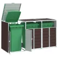 Rangement à roulettes pour poubelles pour trois bacs acier