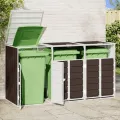 Rangement à roulettes pour poubelles pour trois bacs acier