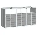 Rangement à roulettes pour poubelles pour trois bacs gris acier
