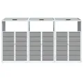 Rangement à roulettes pour poubelles pour trois bacs gris acier