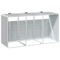 Rangement à roulettes pour poubelles pour trois bacs gris acier