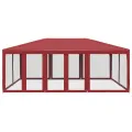 Tente de fête avec 10 parois latérales maille rouge 6x4 m PEHD