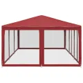 Tente de fête avec 10 parois latérales maille rouge 6x4 m PEHD
