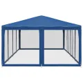 Tente de fête avec 12 parois latérales en maille bleu 8x4m PEHD