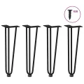 Pieds de table en forme d'épingle à cheveux 4 pcs noir 42 cm