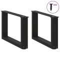 Pieds de table basse forme de U 2 pcs noir 50x(30-31) cm acier