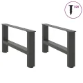 Pieds de table basse anthracite 2 pcs 70x(30-31) cm acier