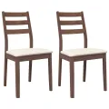 Chaises à manger coussins 2 pcs marron bois massif caoutchouc