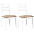 Chaises à manger coussins 2 pcs blanc bois massif caoutchouc