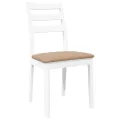 Chaises à manger coussins 2 pcs blanc bois massif caoutchouc