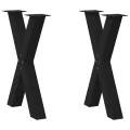 Pieds de table à manger forme de X 2 pcs noir 60x(72-73) cm