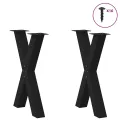 Pieds de table à manger forme de X 2 pcs noir 60x(72-73) cm