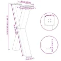 Pieds de table à manger forme de X 2 pcs noir 60x(72-73) cm