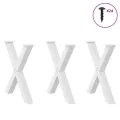 Pieds de table à manger forme de X 3 pcs blanc 80x(72-73) cm