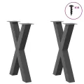 Pieds de table à manger forme de X 2 pcs 50x(72-73) cm acier