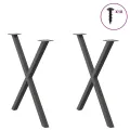 Pieds de table à manger forme de X 2 pcs 70x(72-73) cm acier