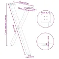 Pieds de table à manger forme de X 2 pcs 70x(72-73) cm acier