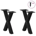 Pieds de table basse forme de X 2 pcs noir 30x(30-31) cm acier