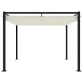 Tonnelle de jardin avec toit rétractable crème 3x3 m acier