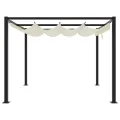 Tonnelle de jardin avec toit rétractable crème 3x3 m acier