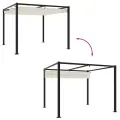 Tonnelle de jardin avec toit rétractable crème 3x3 m acier