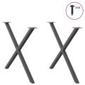 Pieds de table à manger forme de X 2 pcs 90x(72-73) cm acier