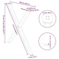 Pieds de table à manger forme de X 2 pcs 90x(72-73) cm acier