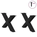 Pieds de table basse forme de X 2 pcs noir 70x(42-43) cm acier