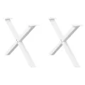 Pieds de table basse forme de X 2 pcs blanc 70x(42-43) cm acier