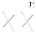 Pieds de table basse forme de X 2 pcs blanc 70x(42-43) cm acier