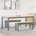 Ensemble à manger Panama 3 pcs gris bois de pin massif