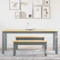 Ensemble à manger Panama 3 pcs gris bois de pin massif