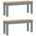 Ensemble à manger Panama 3 pcs gris bois de pin massif