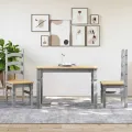Ensemble à manger Panama 3 pcs gris bois de pin massif