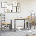 Ensemble à manger Panama 3 pcs gris bois de pin massif