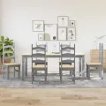 Ensemble à manger Panama 7 pcs gris bois de pin massif