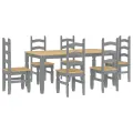 Ensemble à manger Panama 7 pcs gris bois de pin massif