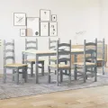 Ensemble à manger Panama 7 pcs gris bois de pin massif
