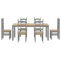 Ensemble à manger Panama 7 pcs gris bois de pin massif