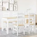 Ensemble à manger Panama 5 pcs blanc bois de pin massif