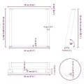 Pieds de table à manger forme de U 2 pcs noir 70x(72-73) cm