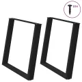 Pieds de table à manger forme de U 2 pcs noir 90x(72-73) cm