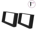 Pieds de table basse forme de U 2 pcs noir 70x(30-31) cm acier