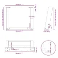 Pieds de table basse forme de U 2 pcs blanc 50x(42-43) cm acier