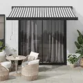 Auvent rétractable anthracite/blanc 3x2,5 m tissu et aluminium