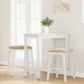 Chaises de bar avec coussins 2 pcs blanc bois massif d'hévéa