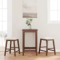 chaises de bar avec coussins 2 pcs marron bois massif d'hévéa