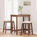 chaises de bar avec coussins 2 pcs marron bois massif d'hévéa