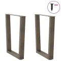 Pieds de table à manger forme V 2 pcs acier naturel acier
