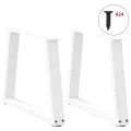 Pieds de table à manger forme V 2pcs blanc 60x(42-43,3)cm acier
